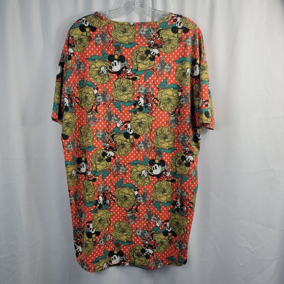 LuLaRoe Irma Short Sleeve Mickey Mouse Shirt Size XS Orange & White - Picture 10 of 14